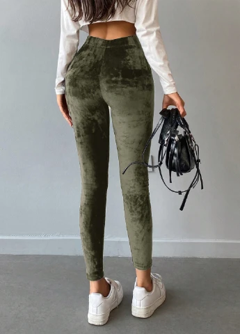 Хаки демисезонные леггинсы SHEIN
