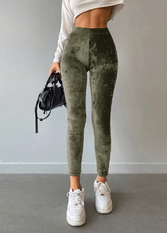 Хаки демисезонные леггинсы SHEIN