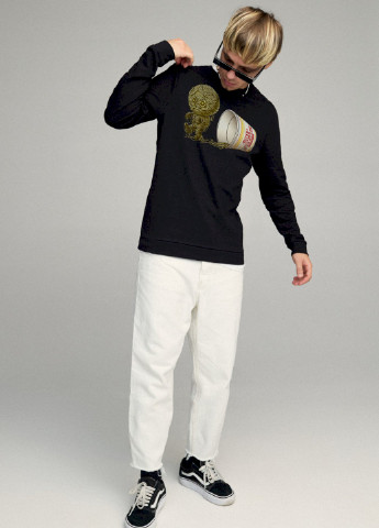 Чорний свитшот мужской basic /no flis/ YAPPI малюнок (254557391)