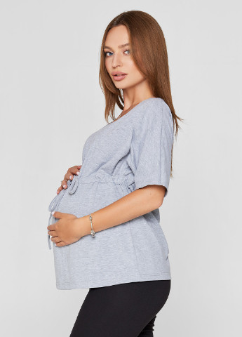Светло-серая летняя футболка для беременных Lullababe