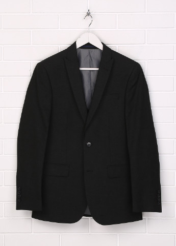 Пиджак F&F с длинным рукавом однотонный тёмно-серый кэжуал