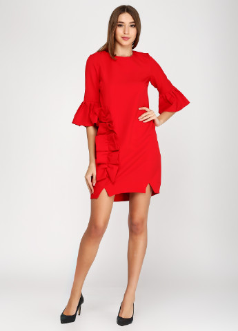 Красное коктейльное платье а-силуэт Lucky Fashion однотонное