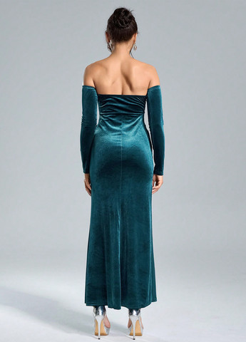 Морської хвилі вечірня сукня силуетна SHEIN однотонна