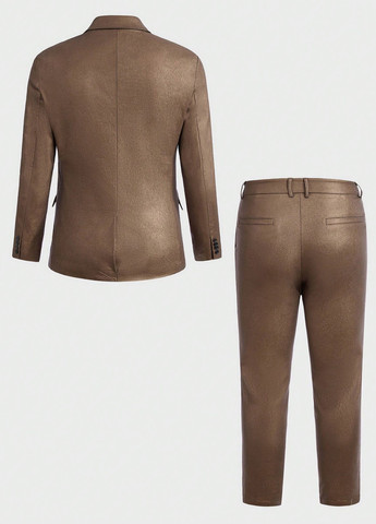 Коричневый демисезонный костюм (пиджак, брюки) брючный SHEIN