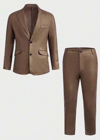 Коричневый демисезонный костюм (пиджак, брюки) брючный SHEIN