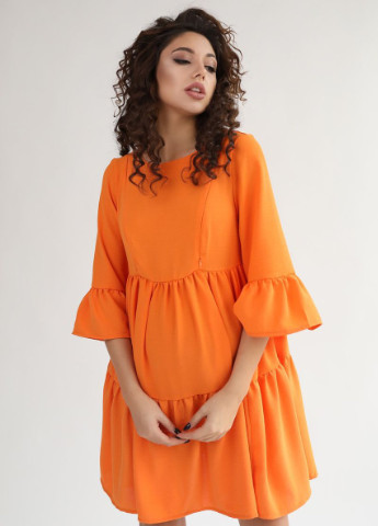 Помаранчева легка вільна сукня для вагітних та годуючих з секретом для годування апельсинова To Be