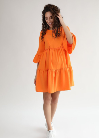Оранжевое легкое свободное платье для беременных кормящих с секретом для кормления апельсиновое To Be
