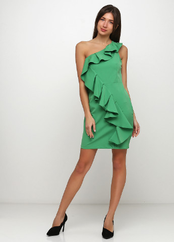 Зеленое кэжуал платье с открытыми плечами Morgan однотонное