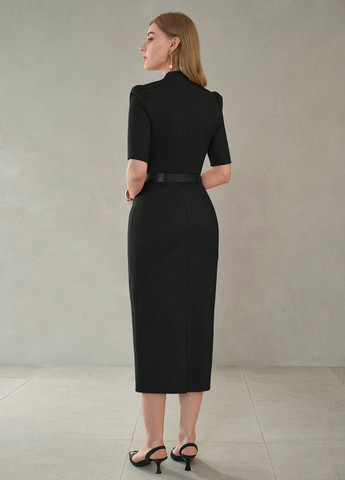 Черное деловое, кэжуал платье футляр SHEIN однотонное