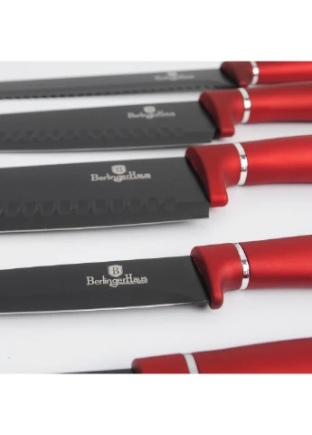 Набір ножів Metallic Line BURGUNDY Edition 6 предметів Berlinger Haus червоний, нержавіюча сталь