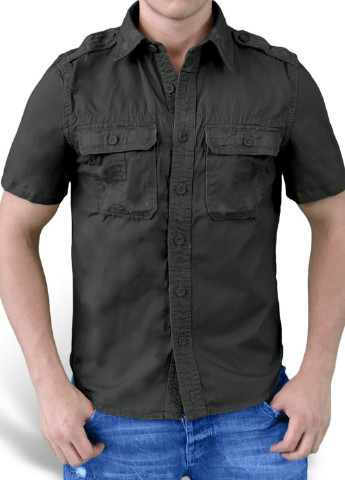 Черная кэжуал рубашка однотонная Surplus с коротким рукавом