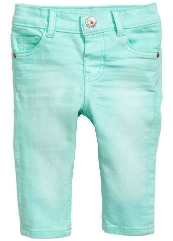 Бирюзовые летние с высокой талией джинсы H&M