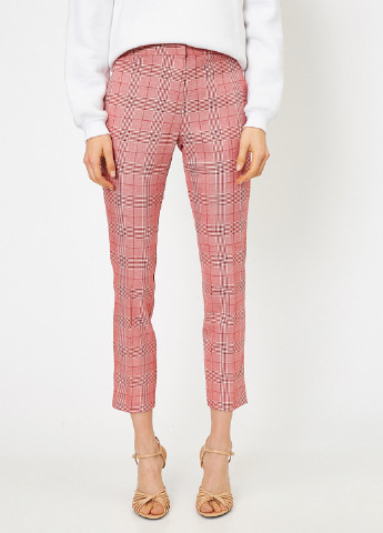 Светло-красные кэжуал демисезонные укороченные, зауженные брюки KOTON