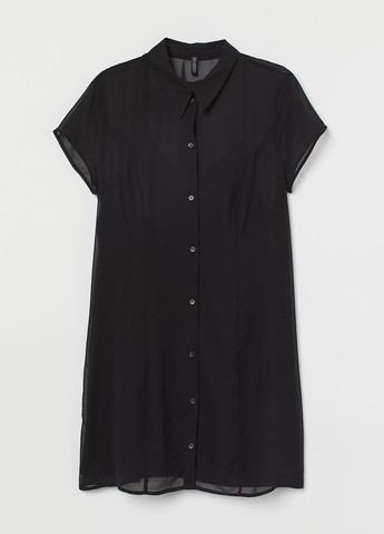 Черное кэжуал платье а-силуэт, рубашка H&M однотонное