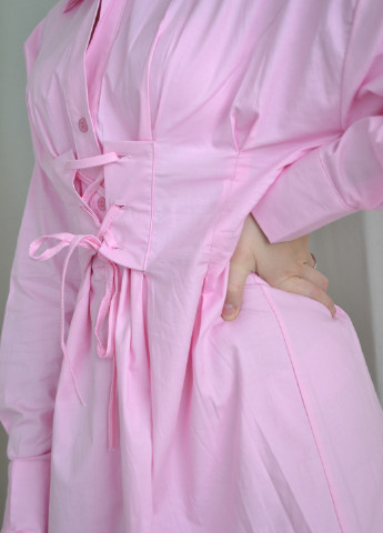 Светло-розовое кэжуал платье рубашка No Brand однотонное