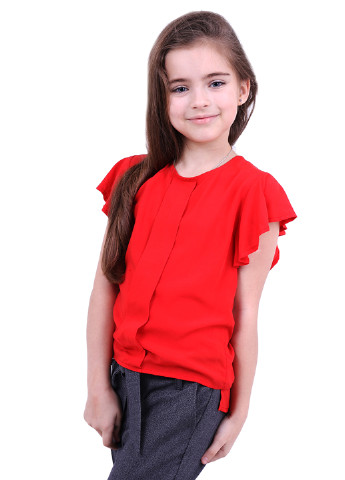 Красная однотонная блузка с коротким рукавом Timbo демисезонная