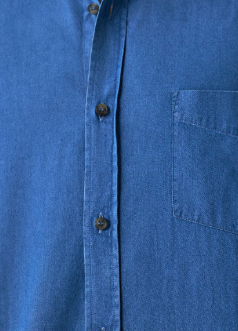 Синяя кэжуал рубашка однотонная Massimo Dutti с длинным рукавом