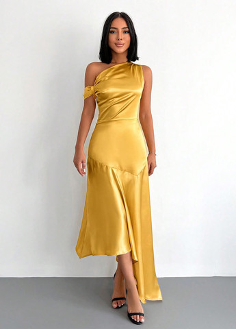 Жовтий коктейльна сукня сукня-комбінація, з відкритими плечима SHEIN однотонна