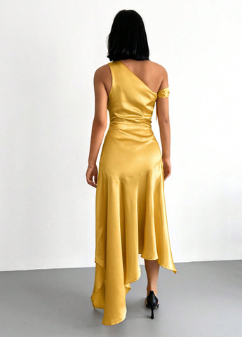 Жовтий коктейльна сукня сукня-комбінація, з відкритими плечима SHEIN однотонна