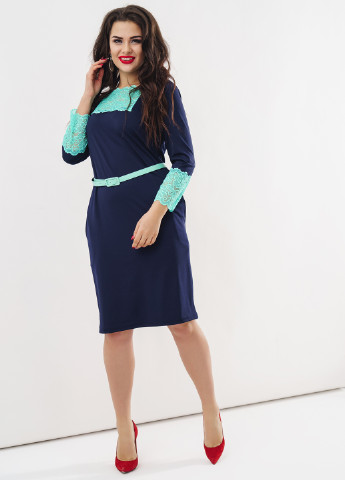 Синее кэжуал платье короткое New Style фактурное