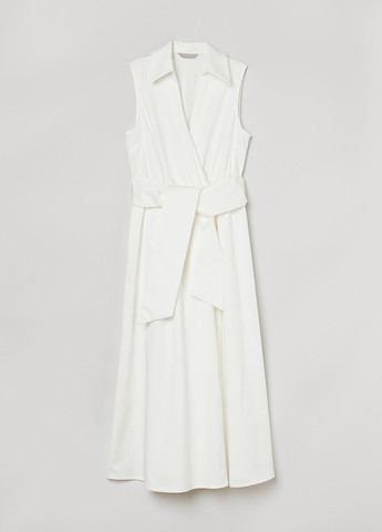 Белое кэжуал платье на запах H&M однотонное