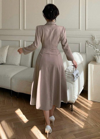 Кавова святковий, ділова сукня кльош, сукня-сорочка, сукня-жакет SHEIN однотонна