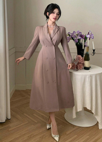 Кавова святковий, ділова сукня кльош, сукня-сорочка, сукня-жакет SHEIN однотонна