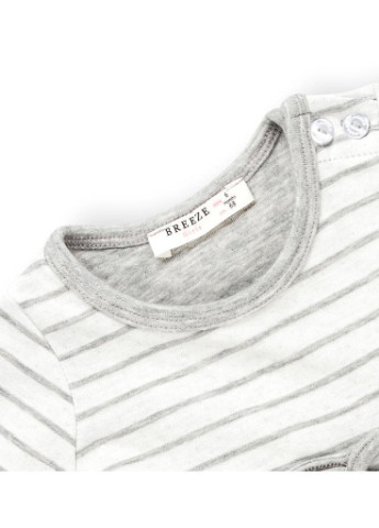 Біла футболка в смужку з бантиком (11630-86g-gray) Breeze (205765160)