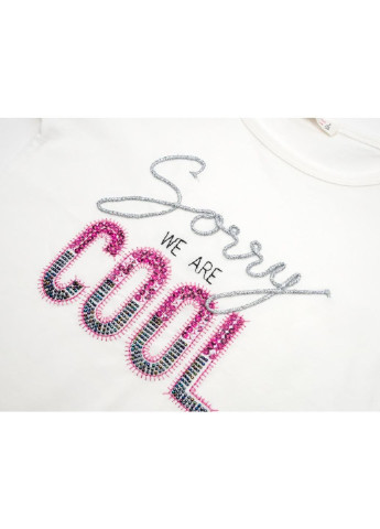 Комбинированная демисезонная футболка детская "sorry we are cool" (14281-152g-cream) Breeze