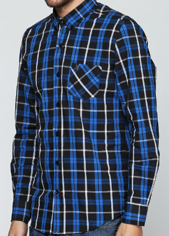 Темно-синяя кэжуал рубашка в клетку Яavin с длинным рукавом