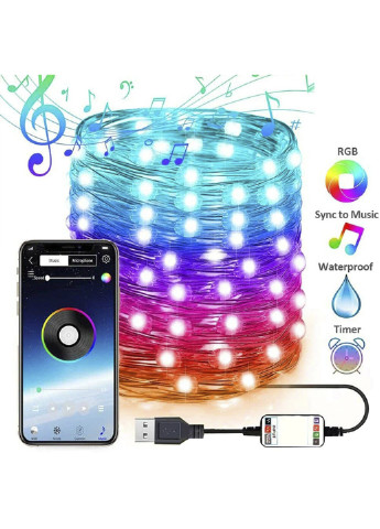 Розумна світлодіодна гірлянда RGB для ялинки та новорічного декору управління кольору з телефону 10м XO (251390630)