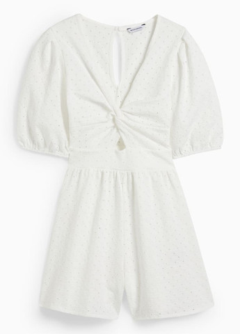 Комбінезон Clockhouse комбінезон-шорти однотонний білий кежуал бавовна