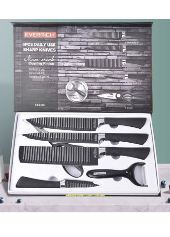 Набір ножів та ножиці Everrich H-004 з нержавіючої сталі Good Idea чорний, метал