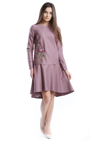 Розовое кэжуал платье а-силуэт Edelvika с цветочным принтом