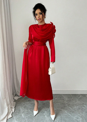 Червона кежуал сукня а-силует SHEIN однотонна