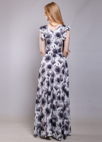 Светло-серое кэжуал платье SFN с цветочным принтом