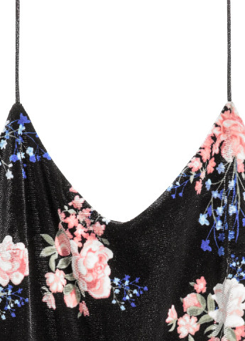 Комбинезон H&M комбинезон-шорты цветочный чёрный вельвет