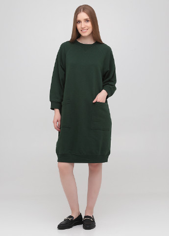 Темно-зеленое кэжуал платье платье-свитшот Monki однотонное