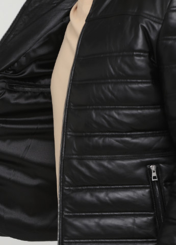 Чорна зимня куртка шкіряна Leather Factory