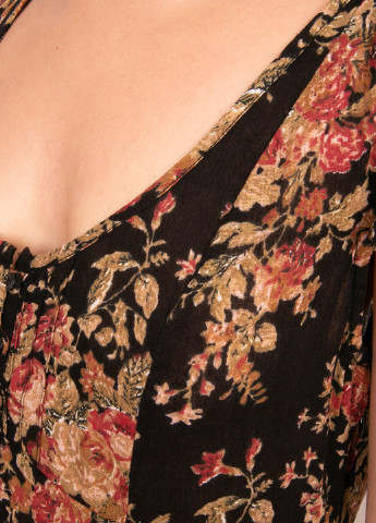 Черное кэжуал платье клеш Ralph Lauren с цветочным принтом