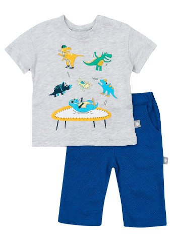Серо-синий летний комплект (футболка, бриджи) Ляля