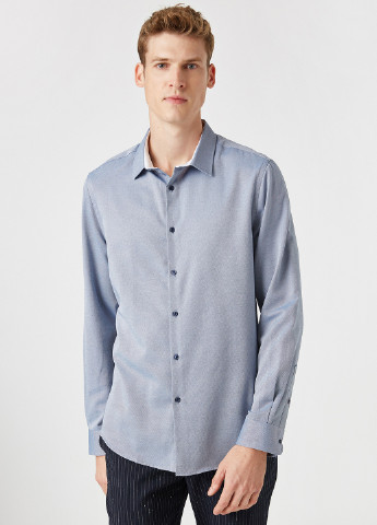 Синяя кэжуал рубашка с геометрическим узором KOTON