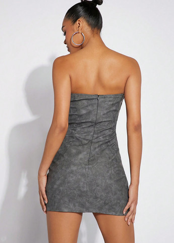 Серое кэжуал платье силуэтная, с открытой спиной SHEIN тай-дай