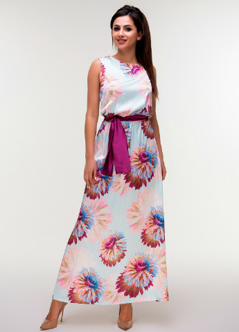 Лазурное кэжуал платье Olsa с цветочным принтом
