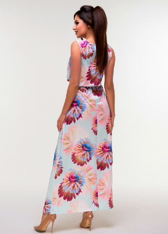 Лазурное кэжуал платье Olsa с цветочным принтом