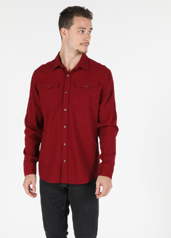 Темно-красная кэжуал рубашка однотонная Colin's