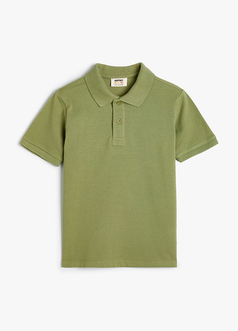 Оливковая (хаки) детская футболка-поло для мальчика KOTON однотонная