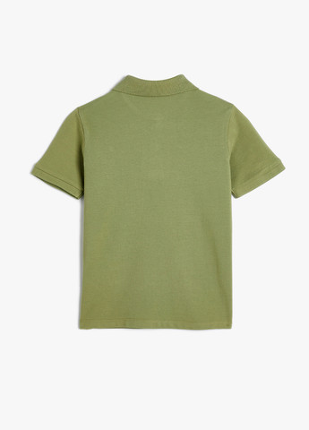 Оливковая (хаки) детская футболка-поло для мальчика KOTON однотонная