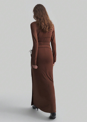Коричневое кэжуал платье SHEIN однотонное