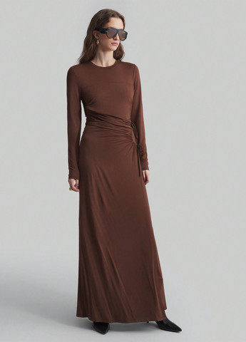 Коричневое кэжуал платье SHEIN однотонное